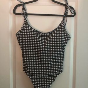 Jcrew Navy and White Gingham One piece swimsuit